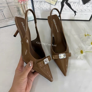 Giày Cao Gót Nữ 6p Chất Da Bóng Phối Nơ Đá Sang Trọng Hàng Cao Cấp G88
