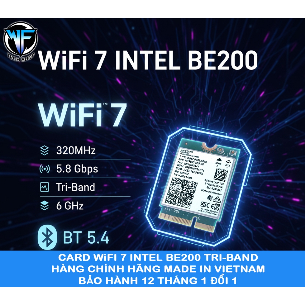 CARD WIFI BE200 2.4,5,6ghz Bluetooth 5.4 WIFI 7 chính hãng | Shopee ...