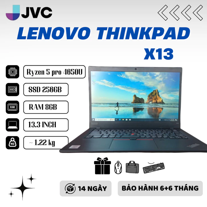 Laptop Giá Rẻ Lenovo ThinkPad x13 Ryzen 5 pro 4650U/ core i5 Ram 8GB SSD 256GB