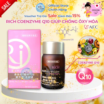 [Xuất Kèm VAT] Hộp 120 Viên Uống Rich Coenzyme Q10 Giúp Chống Ôxy Hóa - Chính Hãng Nhật Bản