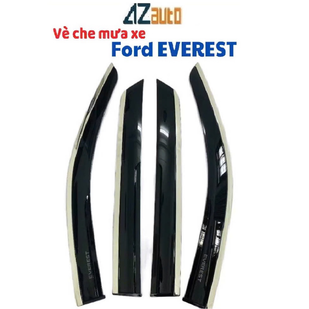 Vè che mưa xe Ford Everest 2022-2026 chỉ inox sáng bóng hàng cao cấp