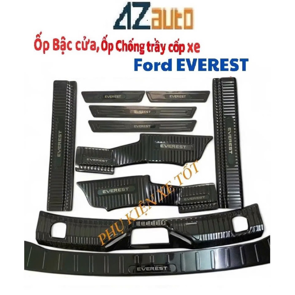 Ốp bậc cửa, nẹp bước chân xe Everest 2018-2026 vân Carbon hàng cao cấp