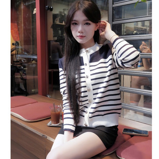 Áo Len Cardigan GoldLotus – Kẻ Ngang L01, Sang Trọng Nữ Tính GEMINI