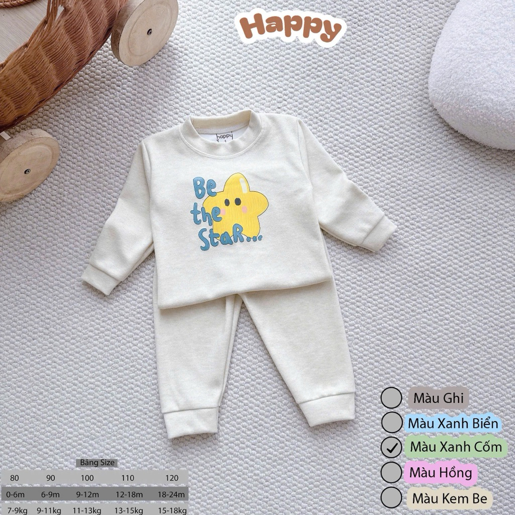 (Set 2-3) Bộ Dài Tay Len Lông Thỏ Thu Đông HAPPY KIDS mềm mại ấm áp cho bé từ 6-16kg