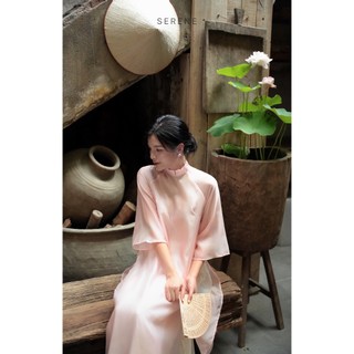 Áo dài 2026 NGỌC DAO Chất Liệu Sợi Tơ Tre Mềm Mát Màu Hồng Phớt - Serene
