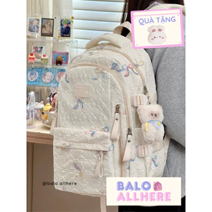 BaLo (XINHXINH) [ORDER] Balo Nữ Họa Tiết Nơ Dễ Thương Nhiều Ngăn BL327
