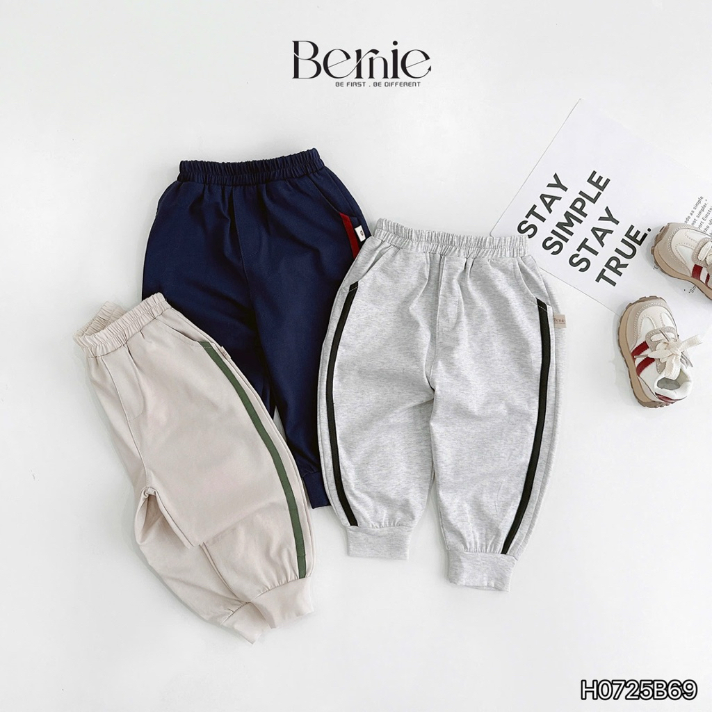 Bộ cotton dài tay Tennis Bernie thiết kế raglan can sọc nổi bật cho bé trai 9-28kg