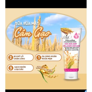 Sữa rửa mặt Colagen Cám Gạo Leoq 100ml .Chăm sóc làm đẹp da mặt Nữ SKINCARE Women