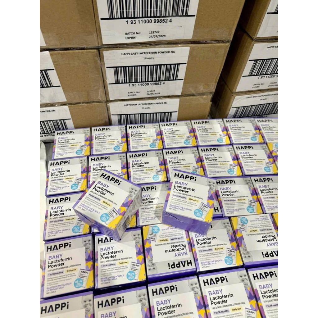 [Có tem phụ]. Bột hỗ trợ đề khág, miễn dịch cho bé từ 1- 36 tháng HAPPi chứa LACTOFERRIN 28 gói