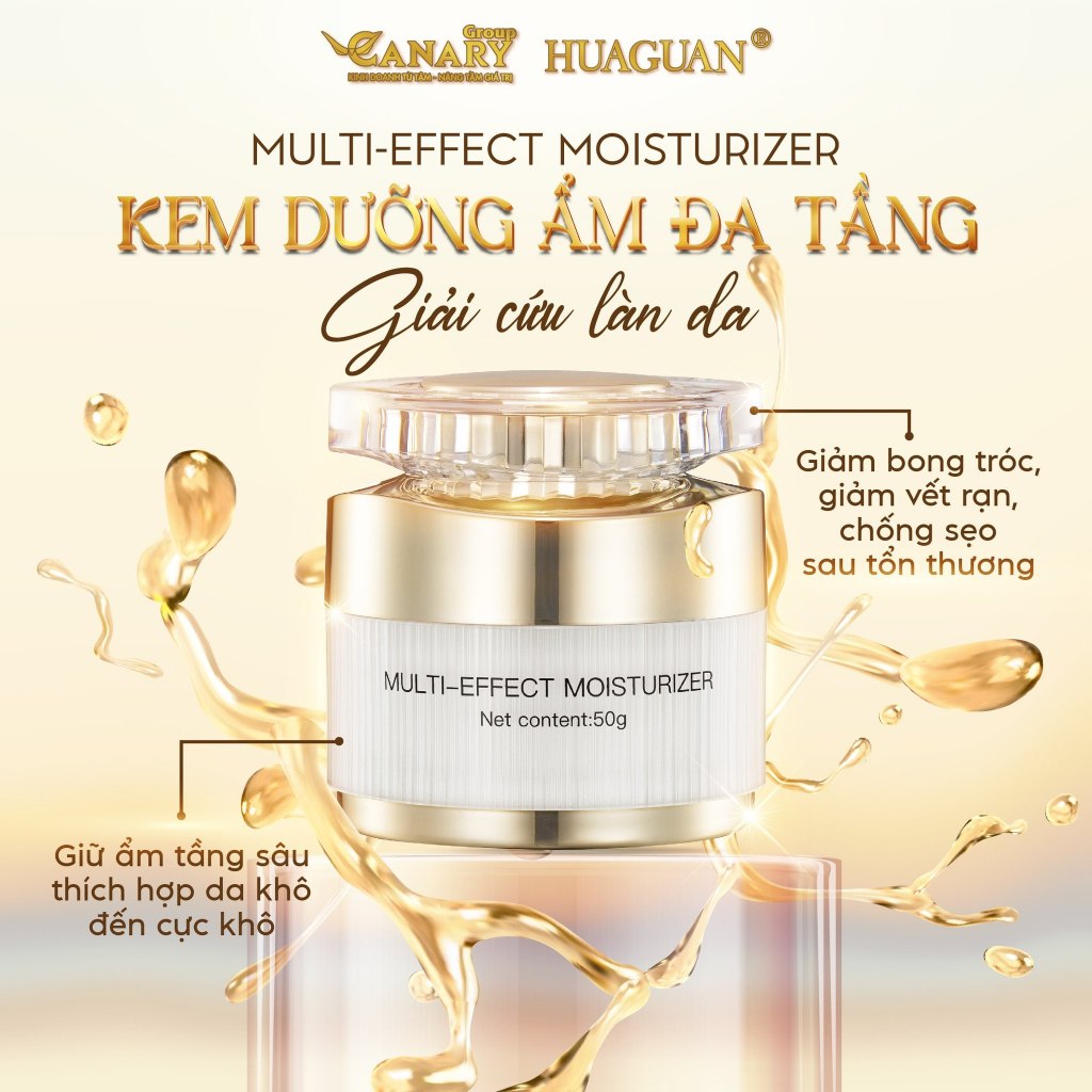 Kem Dưỡng Ẩm Đa Tầng Huaguan, giữ ẩm tầng sâu, ngăn ngừa sẹo 50g - Huaguan Multi-effect Moisturizer