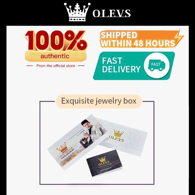 OLEVS Đồng hồ cặp đôi chính hãng mặt số dây da thời trang chống thấm Quà tặng nước dạ lịch 6898