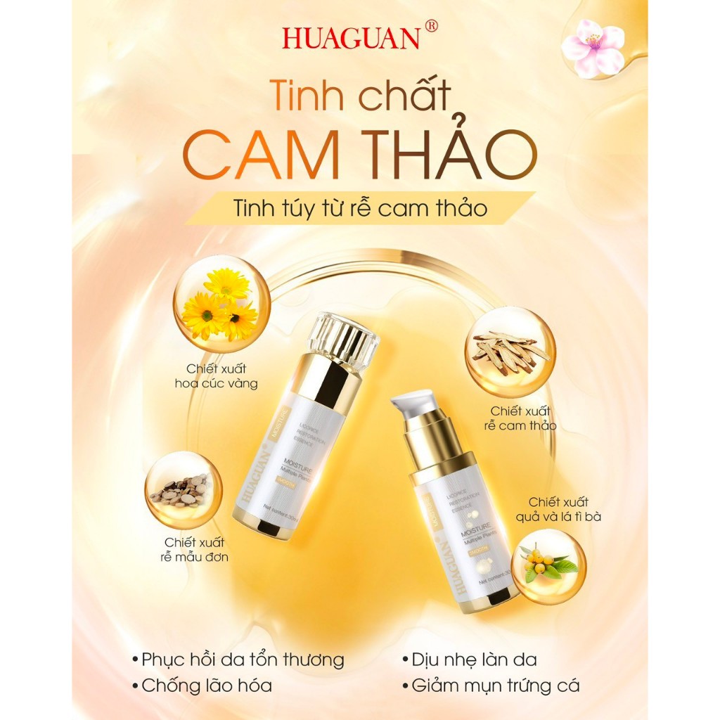Tinh Chất Cam Thảo Chính Hãng Huaguan, làm dịu da, cân bằng độ ẩm 30ml - Huaguan Licorice Restoration Essence