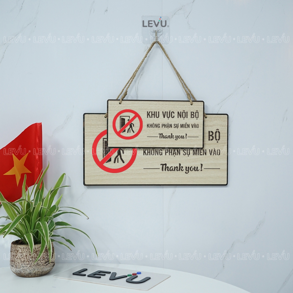 Bảng gỗ treo cảnh báo khu vực nội bộ - không phận sự miễn vào trang trí cửa BG71