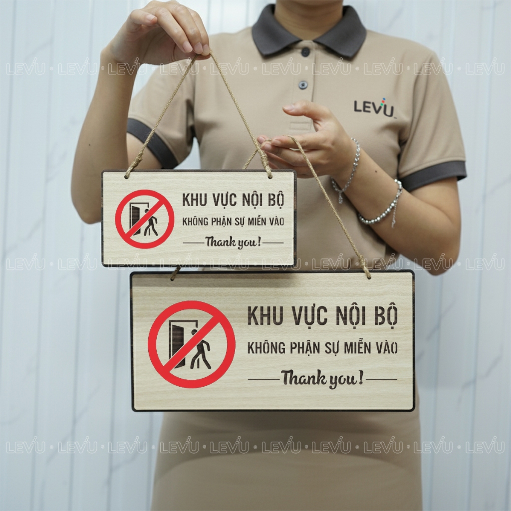 Bảng gỗ treo cảnh báo khu vực nội bộ - không phận sự miễn vào trang trí cửa BG71
