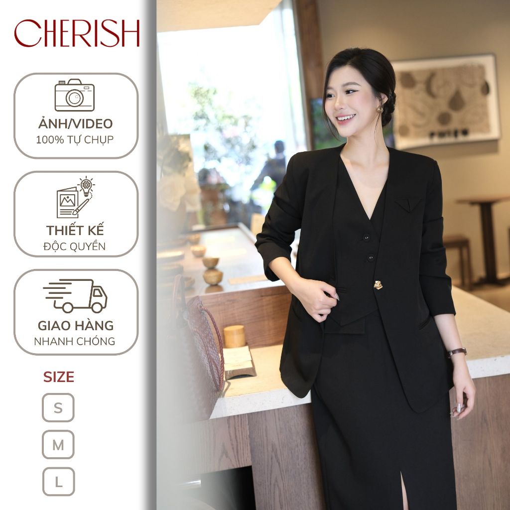 Cherish - Áo blazer DAWN twill Nhật form rộng thiết kế tối giản phong cách công sở cao cấp