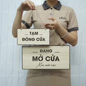Bảng gỗ treo thông báo 2 mặt Đang Mở Cửa - Tạm Đóng Cửa trang trí cửa hàng BG72
