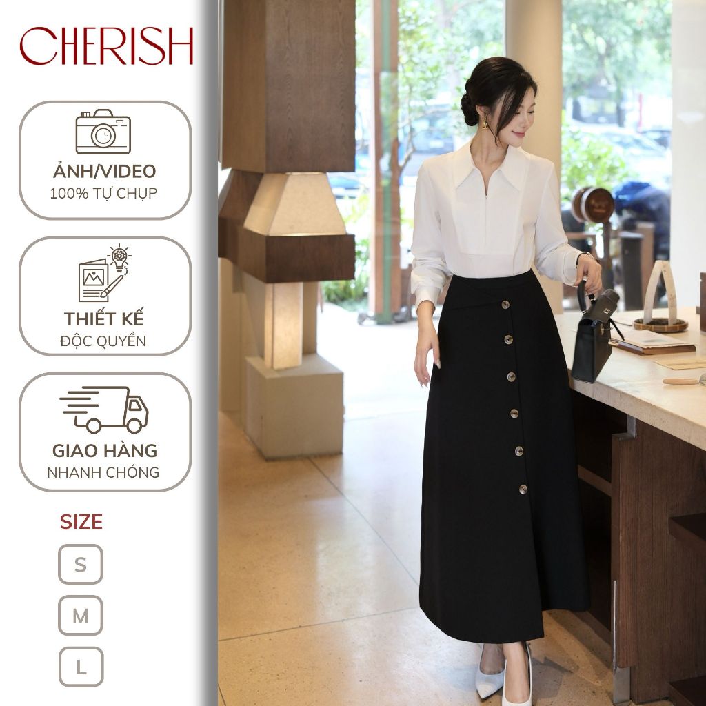 Cherish - Chân váy NUE chất liệu twill Nhật mềm mịn đứng form, váy chữ A sang trọng dễ dàng mix