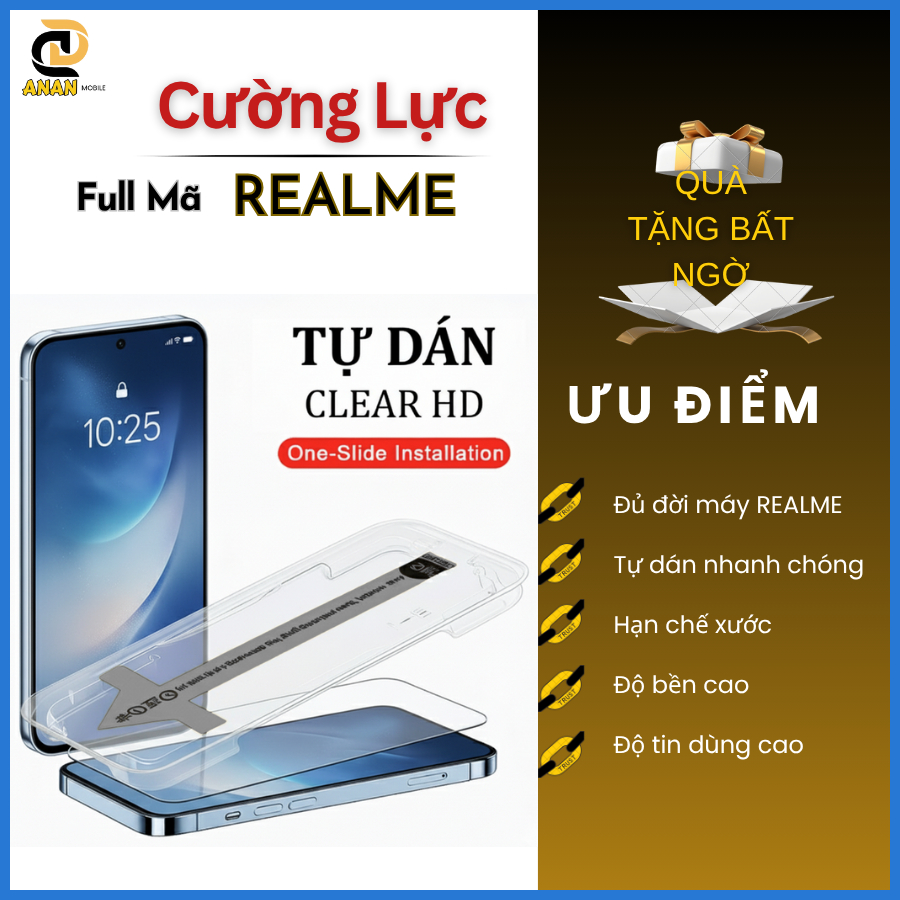 Cường lực Khung Tự Dán Realme 14 14T 15 15T Pro 9 8 7 6 5 5i C75x C75 C71 C65 C67 C53 C55 C35 C35s C30s C20 C17 C15 Q5