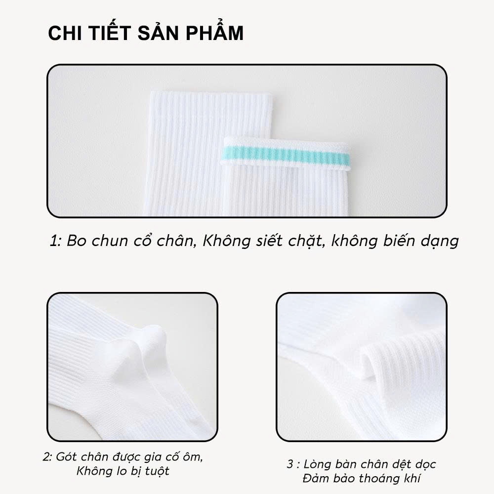 Tất vớ cao cấp nam nữ trắng đen trơn basic, phong cách Hàn Quốc thể thao - Ekiu Shop