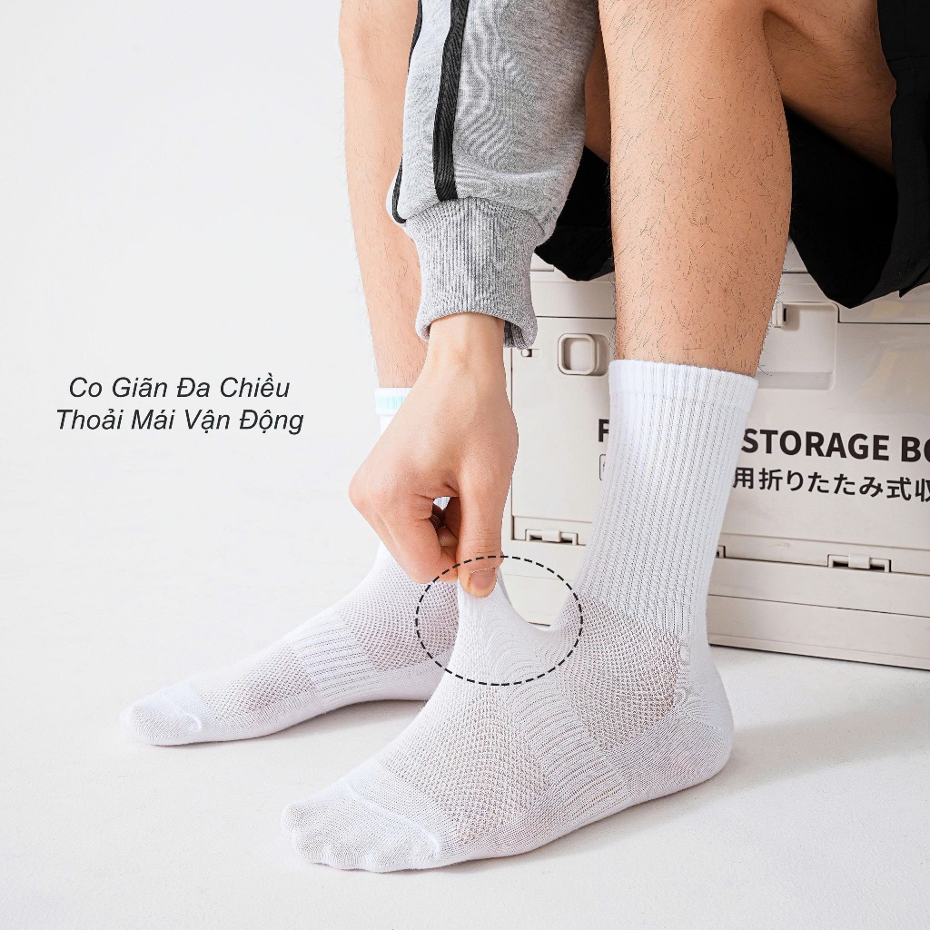 Tất vớ cao cấp nam nữ trắng đen trơn basic, phong cách Hàn Quốc thể thao - Ekiu Shop
