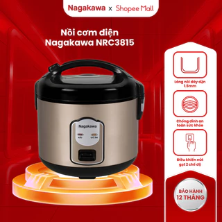Nồi cơm điện 1.8L Nagakawa NRC3815, công suất 700W, nấu chín nhanh, tiết kiệm điện năng, bảo hành 12 tháng