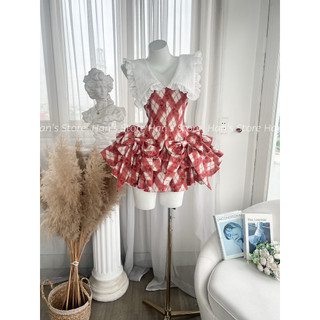 [HAN’S STORE] SẴN L - VÁY CỔ BÈO TIỂU THƯ PHỐI NƠ TÙNG TẦNG XINH XẮN (ẢNH THẬT)