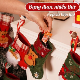 Tất giáng sinh trang trí nhỏ – Vớ treo cây thông noel hình ông già noel, phụ kiện đựng bánh kẹo trang trí nhà năm mới.