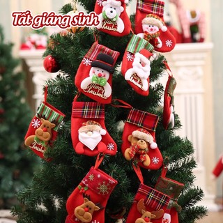 Tất giáng sinh trang trí nhỏ – Vớ treo cây thông noel hình ông già noel, phụ kiện đựng bánh kẹo trang trí nhà năm mới.