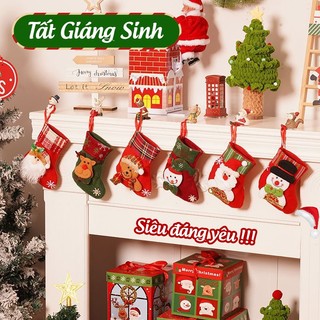 Tất giáng sinh trang trí nhỏ – Vớ treo cây thông noel hình ông già noel, phụ kiện đựng bánh kẹo trang trí nhà năm mới.