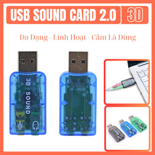 USB Sound Card 2.0 3D – Dùng Cho Máy Tính PC, Laptop Giúp Kết Nối Micro, Tai Nghe, Loa, Karaoke,...