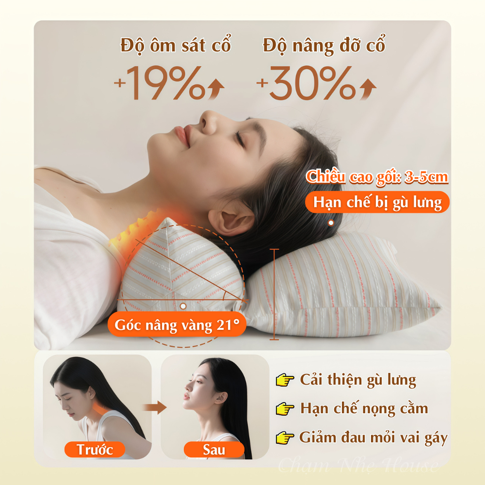 [Có Sẵn] Gối Kê Cổ Vỏ Hạt Kiều Mạch Nâng Đỡ Đốt Sống Cổ, Gối Công Thái Học Giảm Mỏi Vai Gáy Hỗ Trợ Ngủ Ngon Sâu Giấc