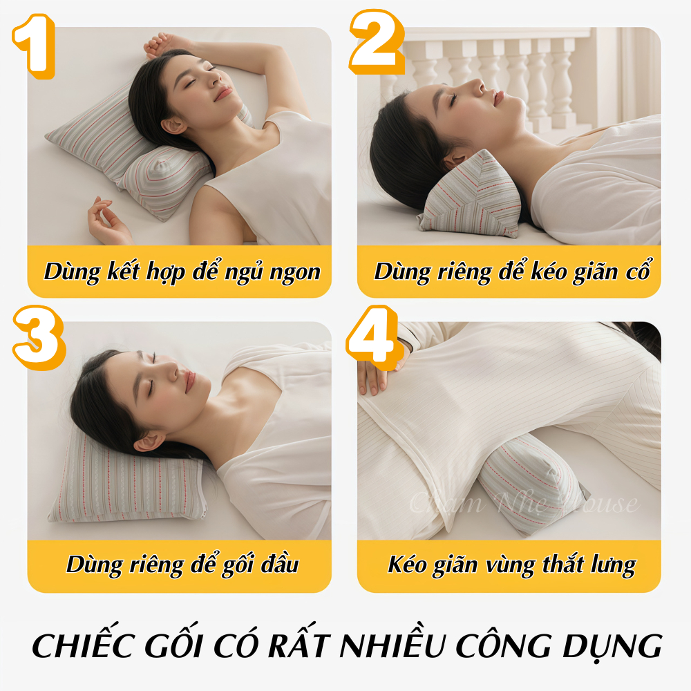 [Có Sẵn] Gối Kê Cổ Vỏ Hạt Kiều Mạch Nâng Đỡ Đốt Sống Cổ, Gối Công Thái Học Giảm Mỏi Vai Gáy Hỗ Trợ Ngủ Ngon Sâu Giấc