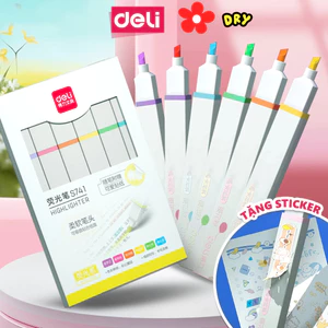 Bút Highlight Deli Màu Pastel Kèm Sticker Trang Trí, Dạ Quang Đánh Dấu Cho Học Sinh Văn Phòng