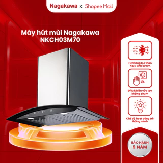 Máy hút mùi cao cấp Nagakawa NKCH03M70, hút mùi chữ T, công suất 80W, vận hành êm ái, khử mùi hiệu quả, bảo hành 5 năm