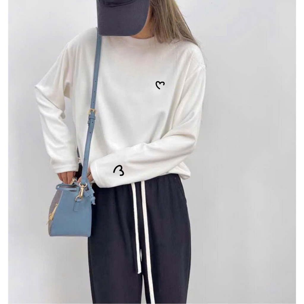 Áo thun dài tay in hình logo nhỏ JULY FASHION, Áo phông basic tay dài chất thun xượt, chất vải mềm mịn ấm áp