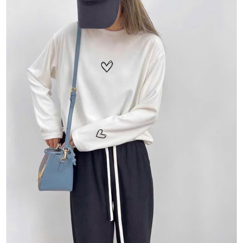 Áo thun dài tay in hình logo nhỏ JULY FASHION, Áo phông basic tay dài chất thun xượt, chất vải mềm mịn ấm áp