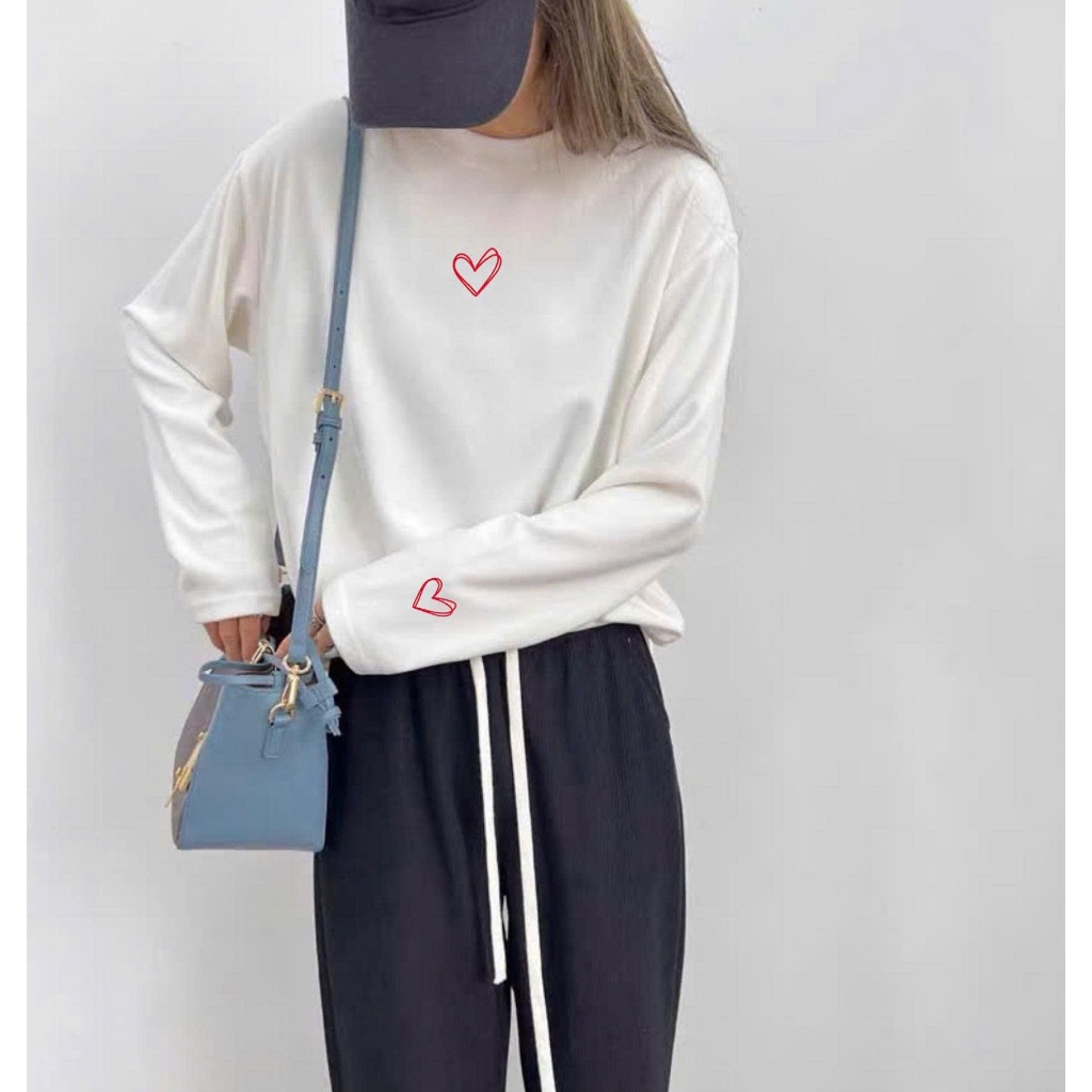 Áo thun dài tay in hình logo nhỏ JULY FASHION, Áo phông basic tay dài chất thun xượt, chất vải mềm mịn ấm áp