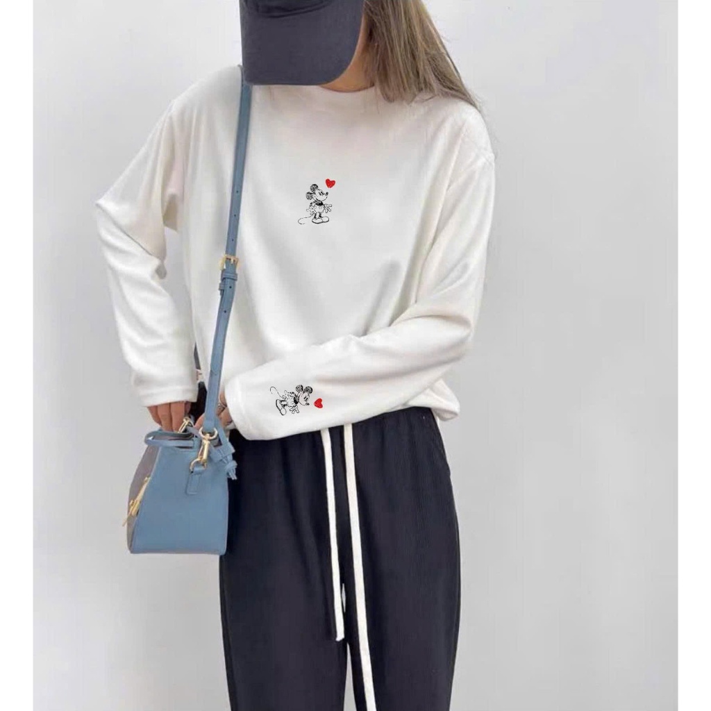Áo thun dài tay in hình logo nhỏ JULY FASHION, Áo phông basic tay dài chất thun xượt, chất vải mềm mịn ấm áp