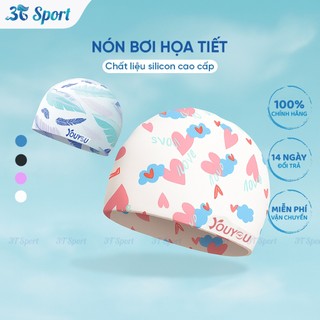 Nón bơi silicone cao cấp YOUYOU chống thấm nước tốt - Mũ bơi họa tiết giúp bảo vệ tóc khi bơi NB-HT