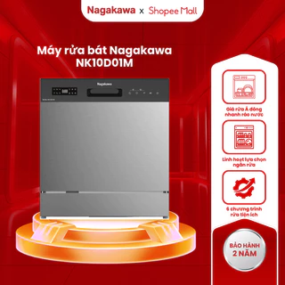 Máy rửa bát Nagakawa NK10D01M, sức chứa 10 bộ bát đĩa, 8 chế độ rửa thông minh khử trùng UV nước nóng, miễn phí lắp đặt