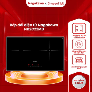 Bếp đôi điện từ Nagakawa UltraSlim NK2C22MB, công nghệ Inverter tiết kiệm điện, 9 mức công suất linh hoạt