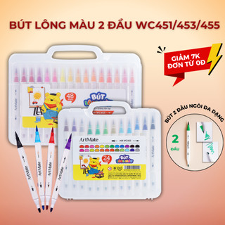 [GIẢM SỐC] Bút Viết Calligraphy 2 Đầu CLASSMATE 48 24 Màu Ngòi Brush Trang Trí Sổ Vở, Không Thấm Giấy AM-WC453/455