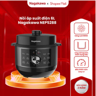 Nồi áp suất điện 5L Nagakawa đa năng NEP5288, lòng nồi dạng niêu, có khóa an toàn, bảo hành chính hãng 2 năm