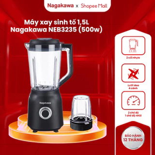 Máy xay sinh tố đa năng 2 cối Nagakawa NEB3235 công suất 500W, lưỡi dao inox 304 an toàn, bảo hành 12 tháng