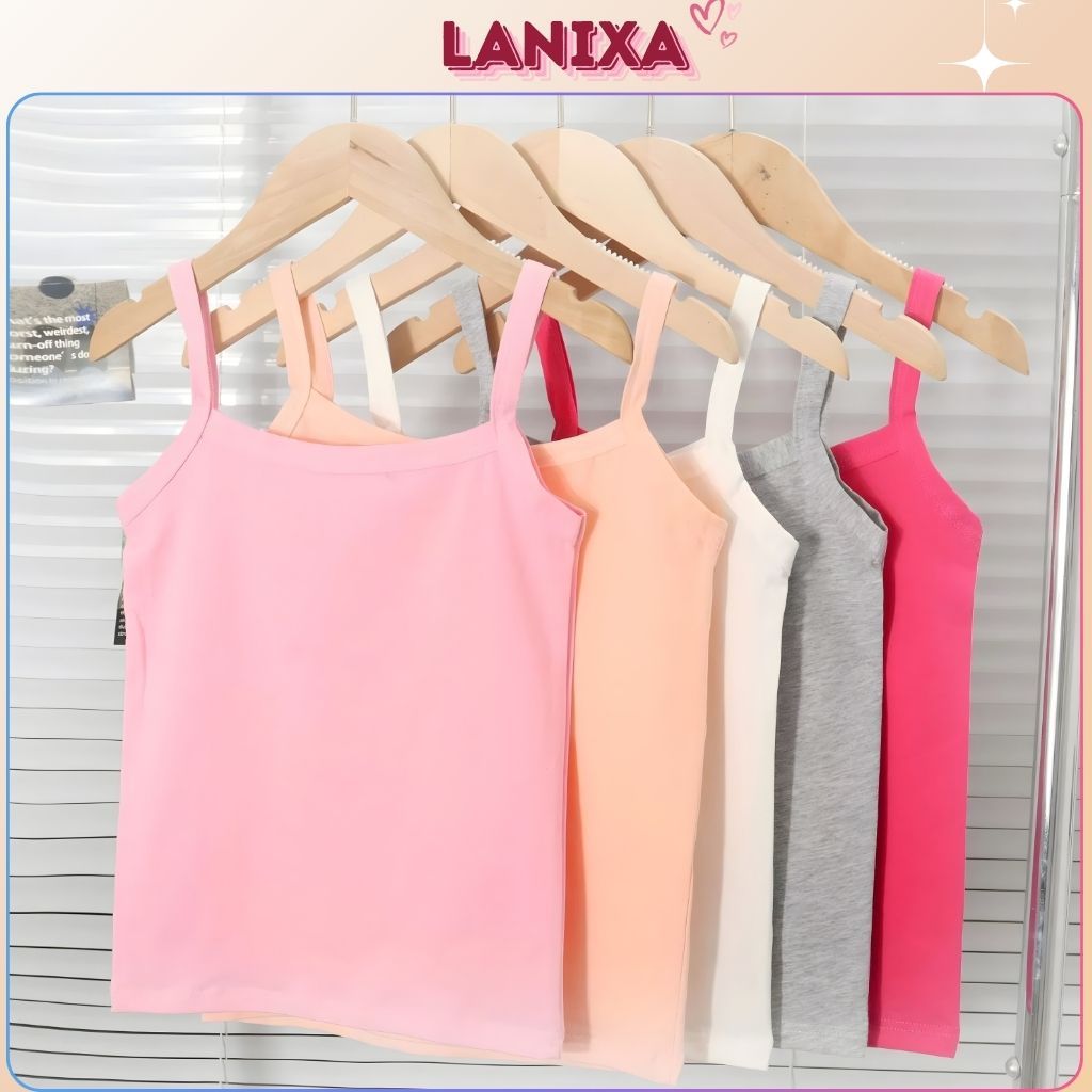Áo lá bé gái học sinh dáng dài chất cotton co giãn tốt, Áo lót em bé mềm mại thoáng mát LANIXA B027