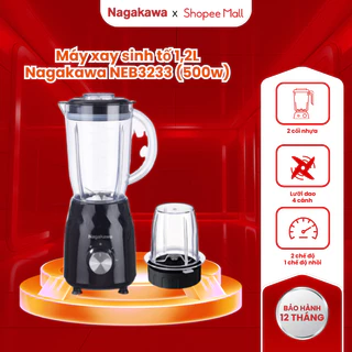 Máy xay sinh tố đa năng 2 cối Nagakawa NEB3233, bảo hành 12 tháng