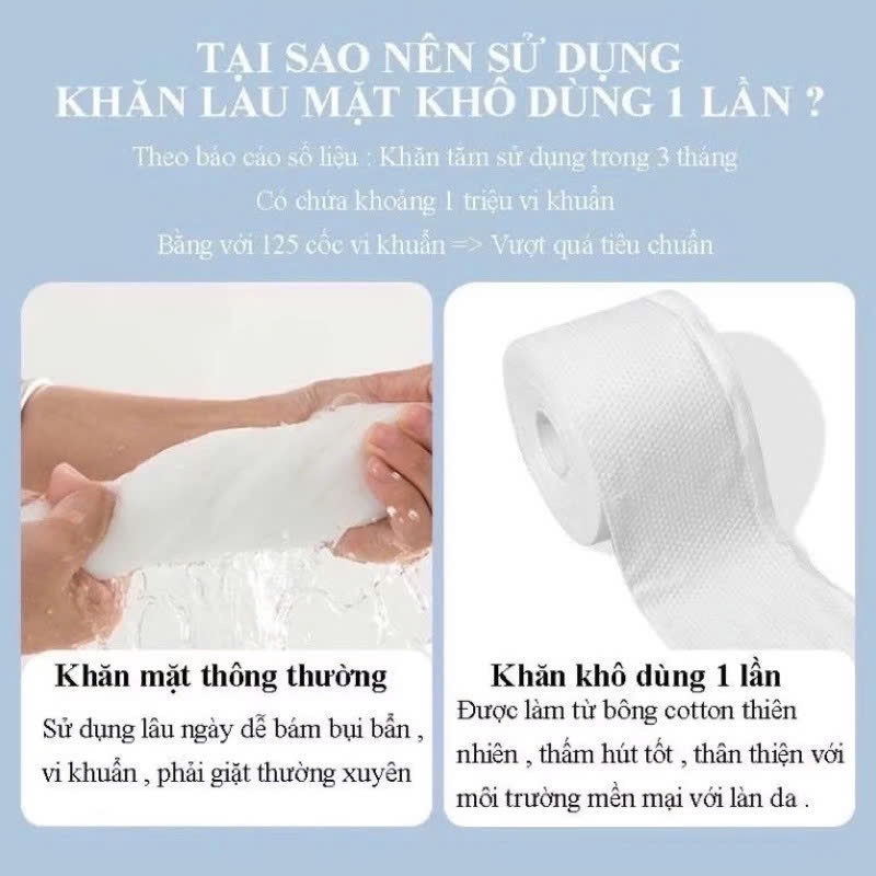 Khăn mặt khô đa năng dùng 1 lần lau khô, lau ướt - 40 khăn KT 200mm*200mm - Khăn lau mặt dùng một lần