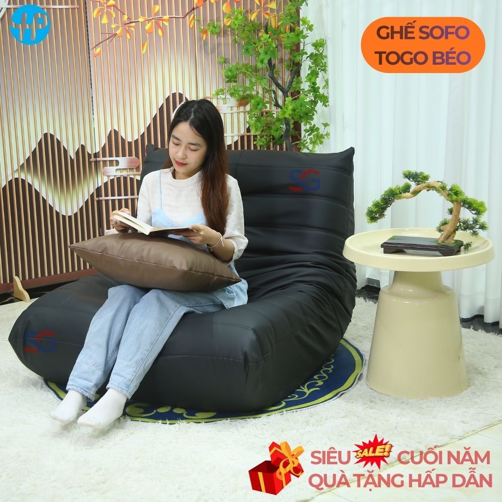 Ghế Sofa Lười Thư Giãn TOGO HAPY Thích Hợp Decor Phòng Khách Phòng Ngủ Thiết Kế Sang Trọng Hiện Đại Tặng kèm Gối Vuông