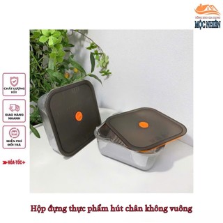 [Hộp vuông - hút chân không] Hộp inox vuông đựng thực phẩm hút chân không, có nắp đậy kín - tiện dụng, siêu bền