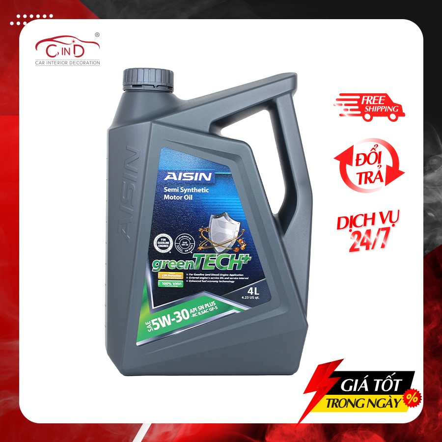 Nhớt Động Cơ AISIN ESSNP0534P 5W-30 SN Plus Greentech+ Semi Synthetic 4L
